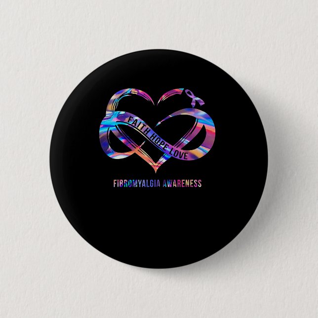 Hope Love Fibromyalgia Awareness 2  2 Inch Round Button (Front)