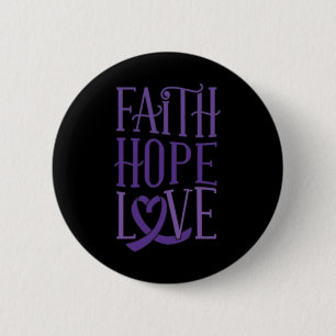 Hope Love - Fibromyalgia Awareness Support Purple 2 Inch Round Button