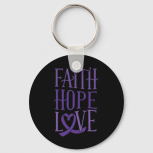 Hope Love - Fibromyalgia Awareness Support Purple Keychain
