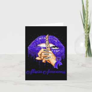 Hope Love Fight Blue Ribbon Ataxia Awareness Card