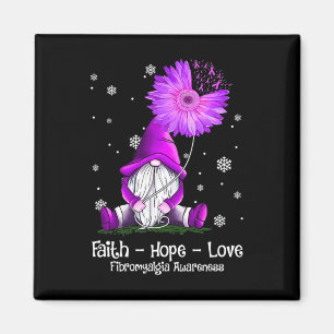 Hope Love Gnome Sunflower Fibromyalgia Awareness Magnet