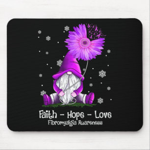 Hope Love Gnome Sunflower Fibromyalgia Awareness  Mouse Pad