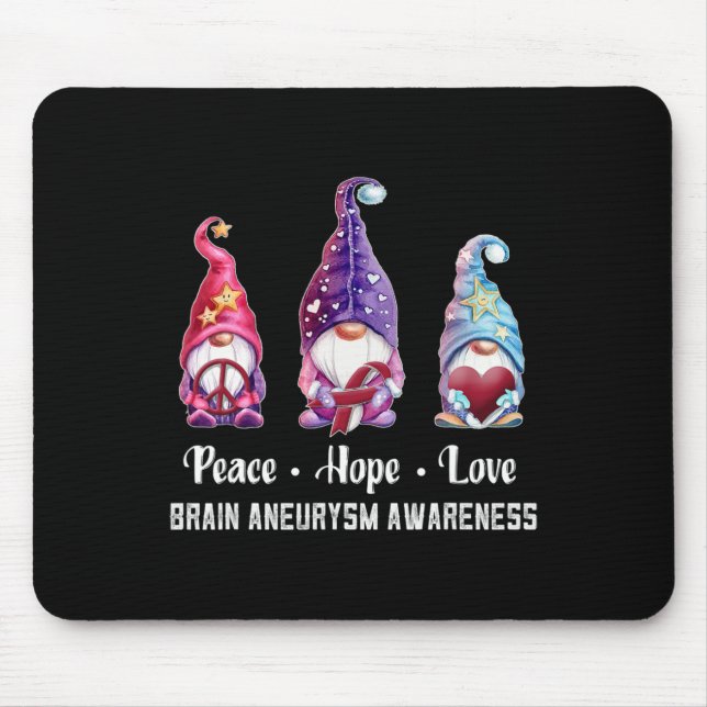 Hope Love Gnomes Brain Aneurysm Awareness  Mouse Pad (Front)