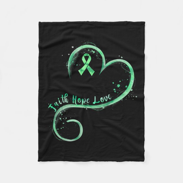 Hope Love Green Ribbon Mental Health Awareness  Fleece Blanket (Front)