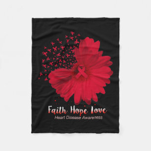Hope Love Heart Disease Awareness Sunflower  Fleece Blanket