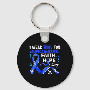 Hope Love I Wear Blue For Alopecia Awareness Keychain