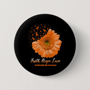 Hope Love Leukaemia Awareness Flower Be Strong 2 Inch Round Button