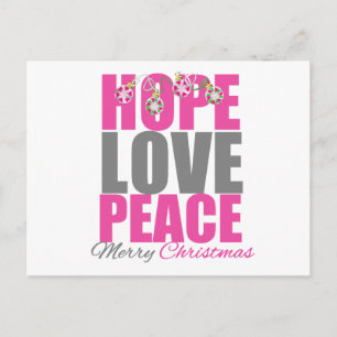 Hope Love Peace Merry Christmas Ornaments Holiday Postcard