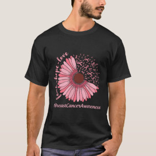 Hope Love Sunflower Ribbon Breast Cancer Awareness T-Shirt