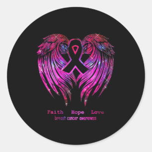 Hope Love Wings Breast Cancer Awareness  Classic Round Sticker