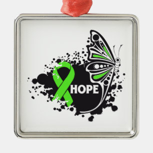 Hope Lyme Disease Butterfly Ribbon Metal Ornament