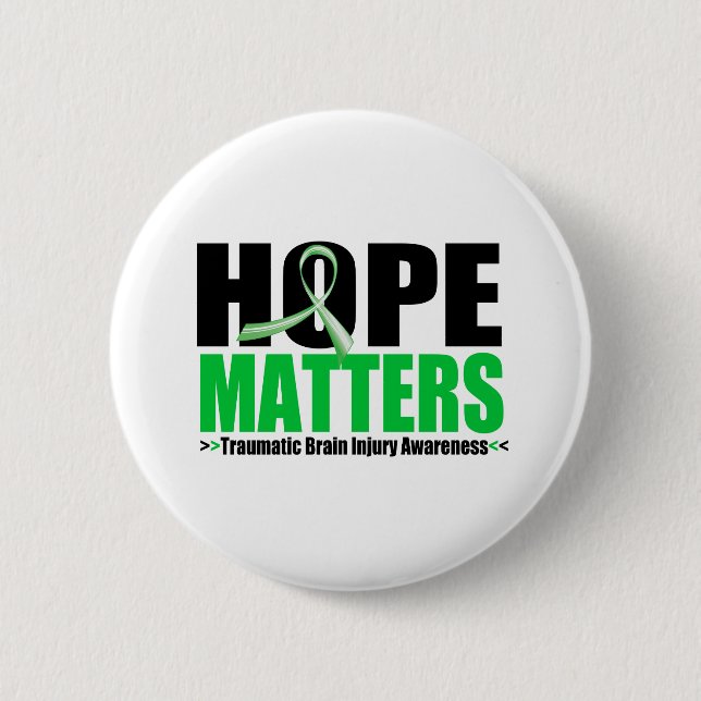 Hope Matters Brush Ribbon Traumatic Brain Injury 2 Inch Round Button (Front)