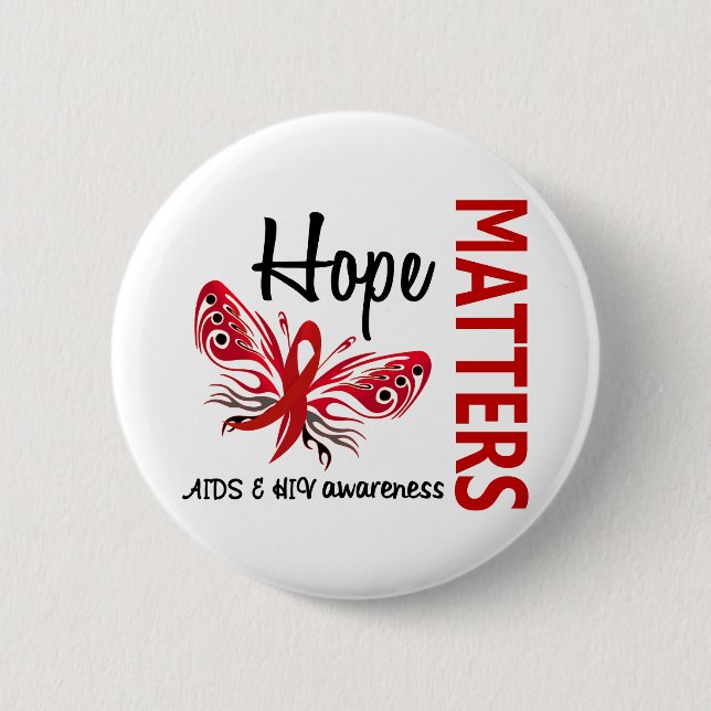 Hope Matters Butterfly AIDS 2 Inch Round Button (Front)