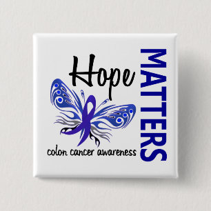 Hope Matters Butterfly Colon Cancer 2 Inch Square Button