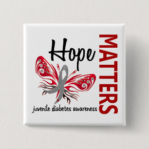 Hope Matters Butterfly Juvenile Diabetes 2 Inch Square Button