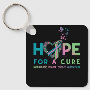 Hope Metastatic Breast Cancer With Green Teal Pink Keychain