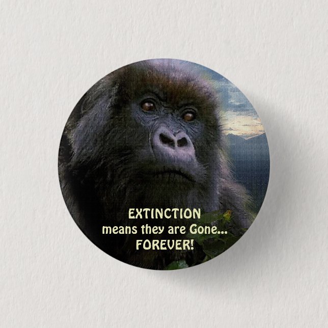 "HOPE" Mountain Gorilla anti Extinction Button (Front)