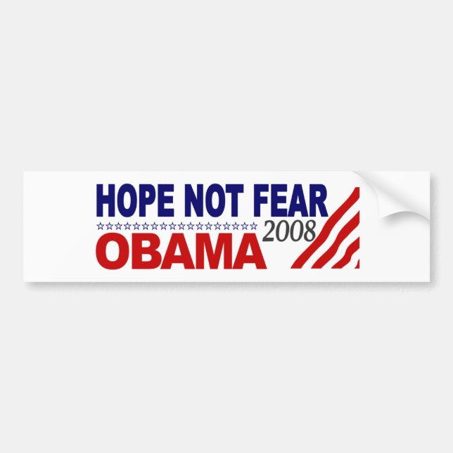 Hope Not Fear Obama 08 Bumper Sticker (Front)