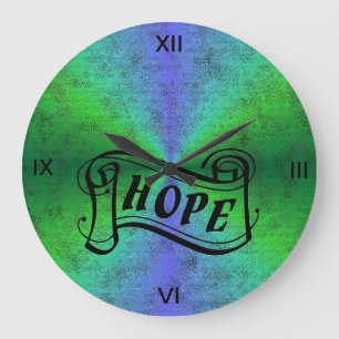 Hope on rainbow in elephant skin leather optik large clock