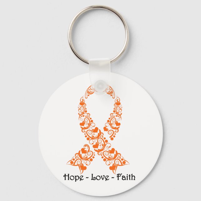 Hope Orange Awareness Ribbon Keychain (Front)