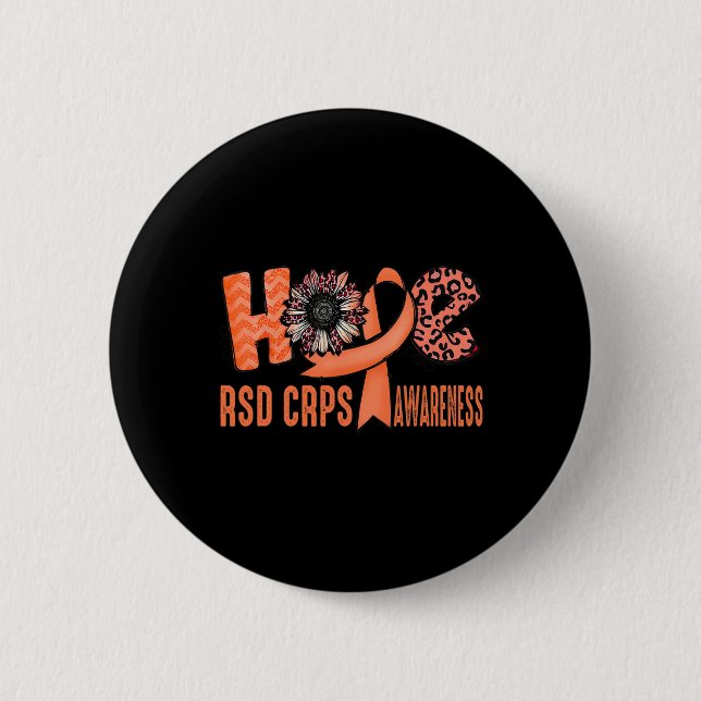 Hope Orange Ribbon Leopard Sunflower Rsd Crps Awar 2 Inch Round Button (Front)
