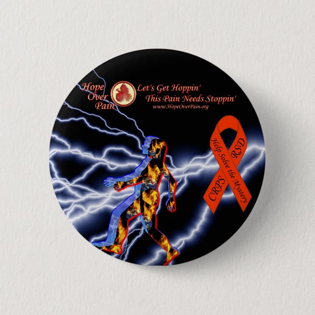 Hope Over Pain Black Lightning CRPS/RSD Mystery 2 Inch Round Button (Front)
