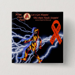 Hope Over Pain Logo Black Lightning CRPS/RSD Myste 2 Inch Square Button