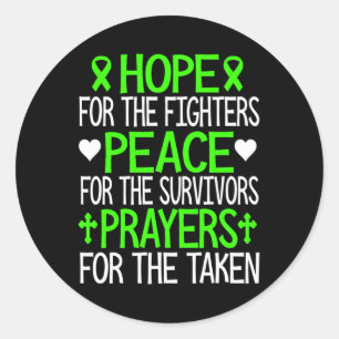 Hope Peace And Prayers Green Ribbon Mental Health Classic Round Sticker
