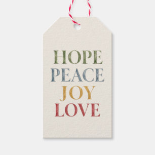 Hope Peace Joy Love Watercolor Christmas Gift Tags