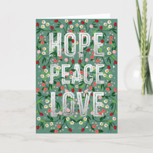 Hope Peace Love Botanical Christmas Holiday Card