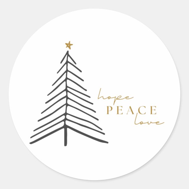 hope peace love. Christmas Holiday Stickers Labels (Front)