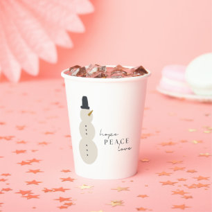 hope peace love. Christmas Snowman Paper Cups