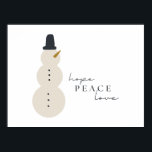 hope peace love. Christmas Snowman Prints Posters<br><div class="desc">hope peace love. modern Christmas Holiday Winter Snowman Poster & Prints</div>
