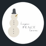 hope peace love. Christmas Snowman Stickers Labels<br><div class="desc">hope peace love. modern Christmas Holiday Winter Snowman Stickers & Labels</div>