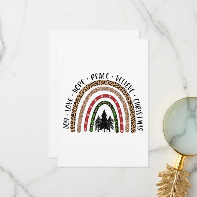 Hope Peace Love Joy Rainbow Christmas Thank You Card (Front/Back In Situ)