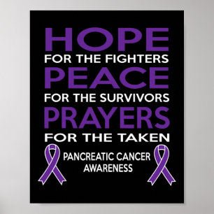 Hope Peace Prayers Pancreatic Cancer Awareness  Poster