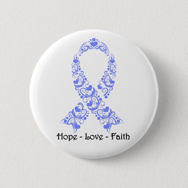 Hope Periwinkle Awareness Ribbon 2 Inch Round Button (Front)
