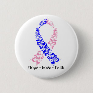 Hope Pink and Blue Awareness Ribbon 2 Inch Round Button