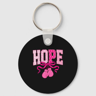 Hope Pink Ribbon Boxing Gloves Pink Breast Cancer Keychain