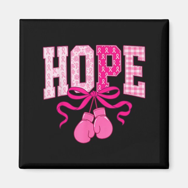 Hope Pink Ribbon Boxing Gloves Pink Breast Cancer  Magnet (Front)