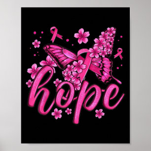 Hope Pink Ribbon Butterfly Breast Cancer Awareness Poster