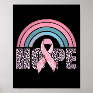 Hope Pink Ribbon Leopard Breast Cancer Awareness W Poster