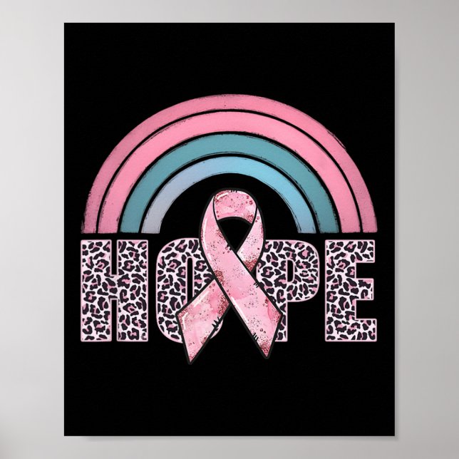 Hope Pink Ribbon Leopard Breast Cancer Awareness W Poster (Front)