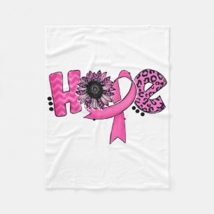 Hope Pink Ribbon Leopard Sunflower Breast Cancer A Fleece Blanket