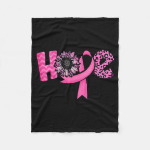 Hope Pink Ribbon Leopard Sunflower Breast Cancer A Fleece Blanket