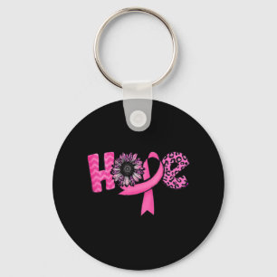 Hope Pink Ribbon Leopard Sunflower Breast Cancer A Keychain