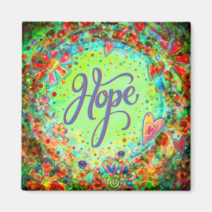 Hope Pretty Green Floral Whimsical Inspirational Magnet