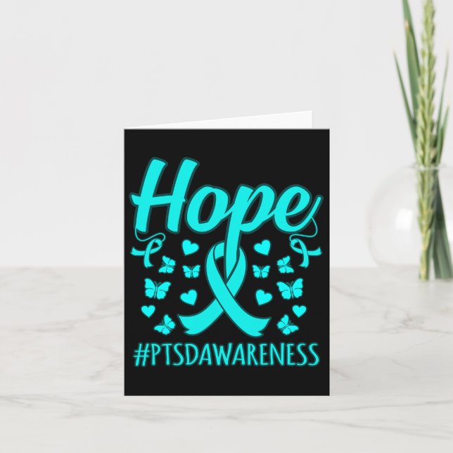 Hope Ptsd Stress Awareness Ribbon Support Graphic  Card (Front)