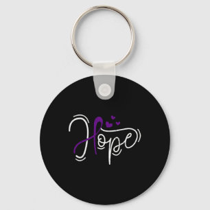 Hope Purple Ribbon Awareness Addiction Recovery Keychain