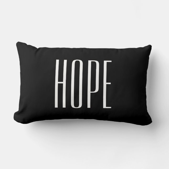 Hope Quotes Chic Black & White Lumbar Pillow (Front)